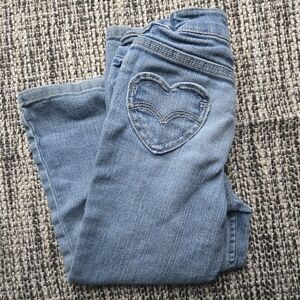 Levi's Light Blue Straight Leg Jeans with Heart Accent